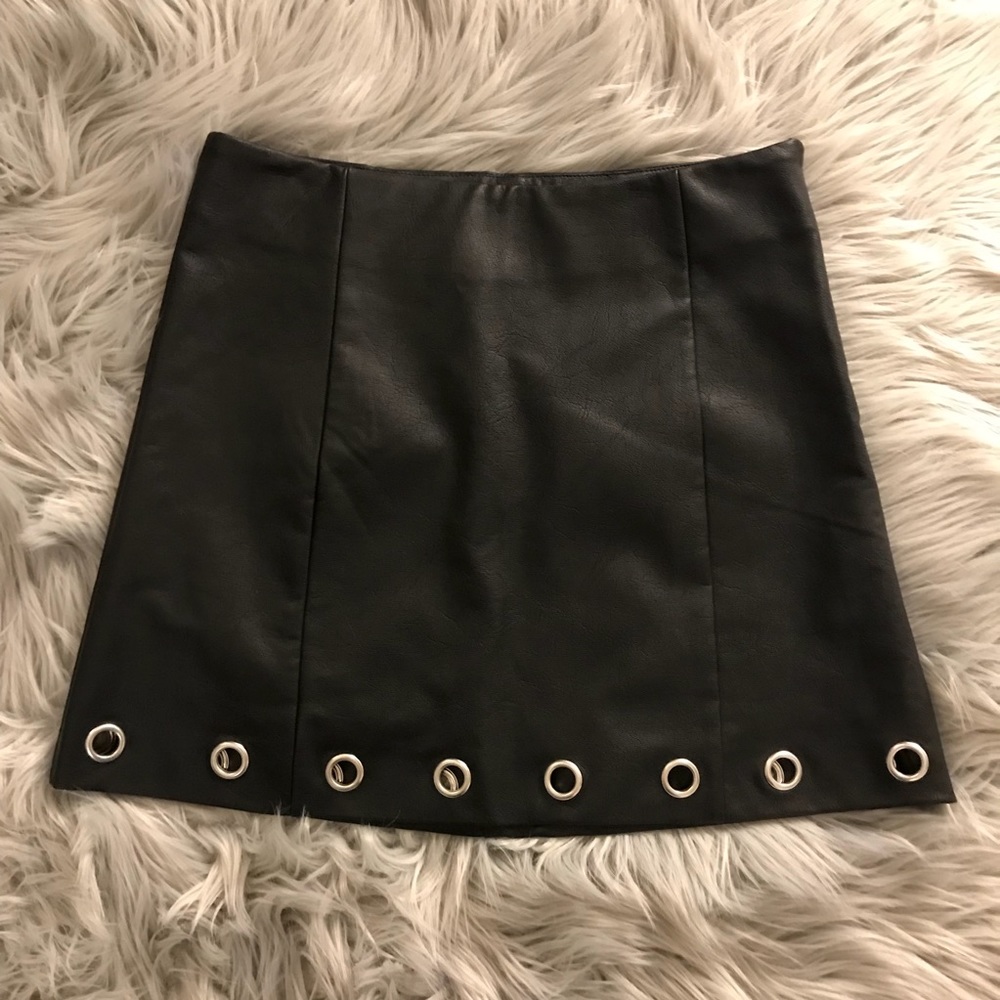 Pleather eyelet skirt